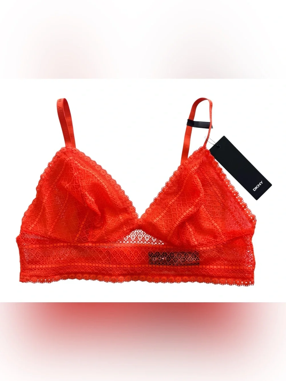 DKNY Orange Lace Wireless Bralette, Size XL - NWT - Picture 5 of 8
